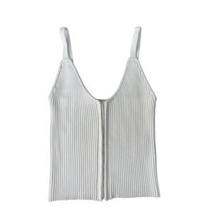 Zara Ribbed Knit Hook & Eye Tank Top Women SM Cream Ivory Sleeveless Crop Top